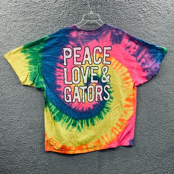 St Augustine Alligator Farm Mens Shirt 3XL Purple Pink Tie Dye Peace Love Gators - Picture 2 of 10